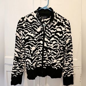 Jones New York Animal Print Zip Up Sweater Size PM